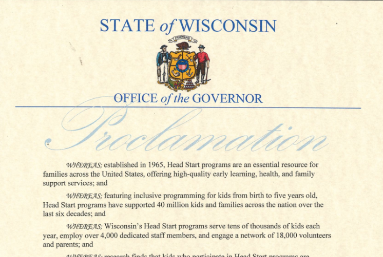 October 2025 Declared Head Start Awareness Month in Wisconsin